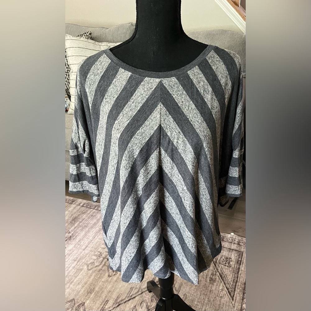 BCBG Gray Striped Women's Top